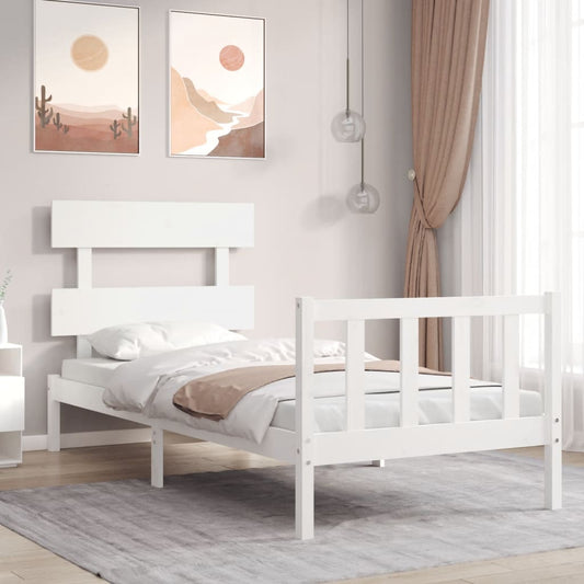 vidaXL Bed Frame with Headboard White 90x200 cm Solid Wood
