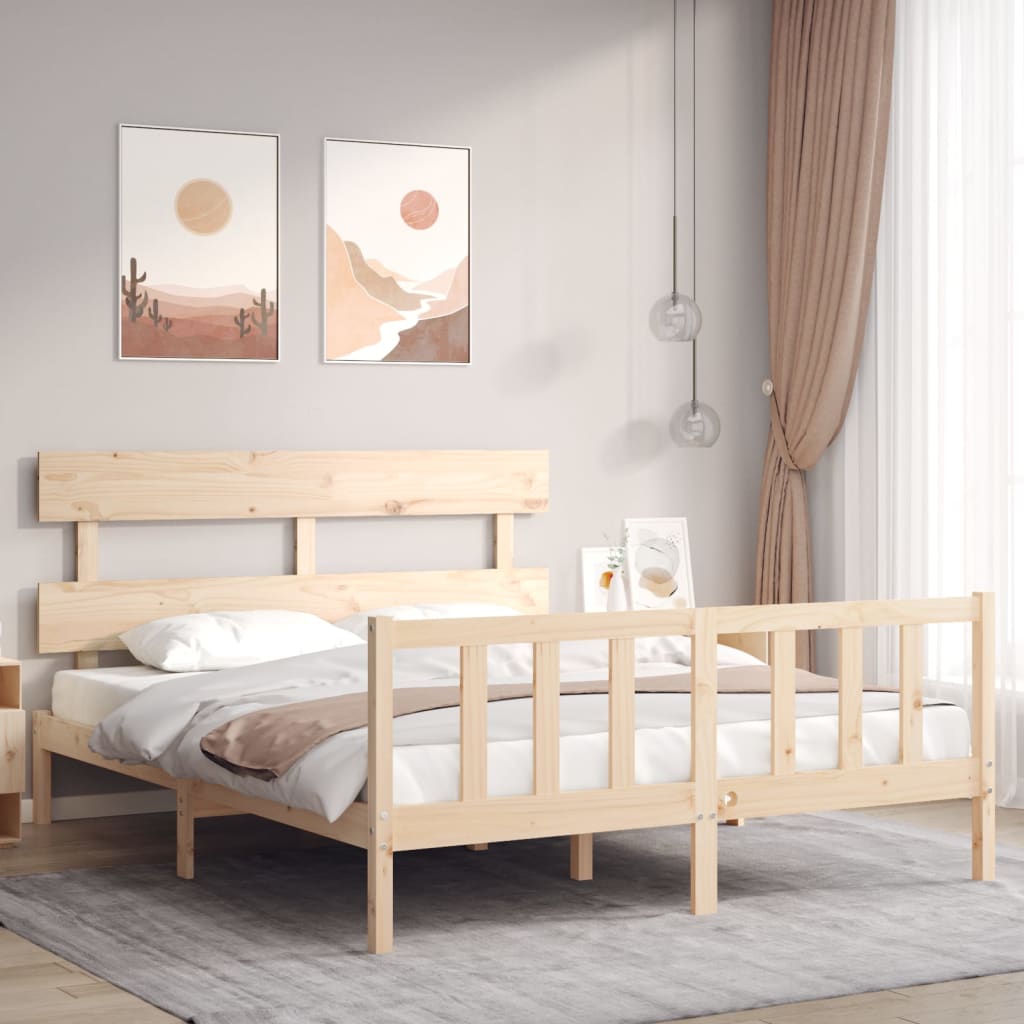 vidaXL Bed Frame with Headboard 160x200 cm Solid Wood
