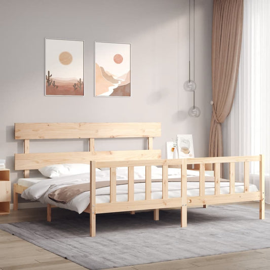 vidaXL Bed Frame with Headboard 200x200 cm Solid Wood