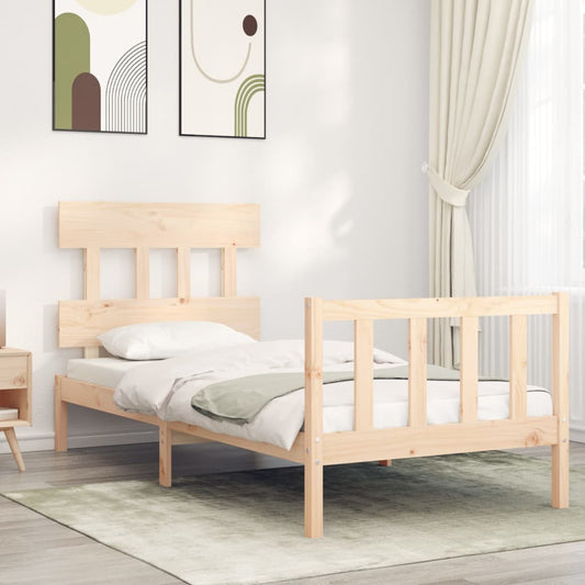 vidaXL Bed Frame with Headboard 90x200 cm Solid Wood