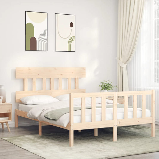 vidaXL Bed Frame with Headboard 120x200 cm Solid Wood