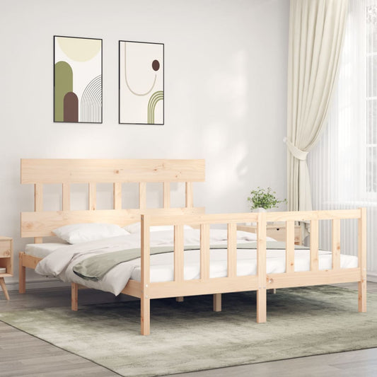 vidaXL Bed Frame with Headboard 160x200 cm Solid Wood