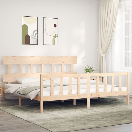 vidaXL Bed Frame with Headboard 200x200 cm Solid Wood