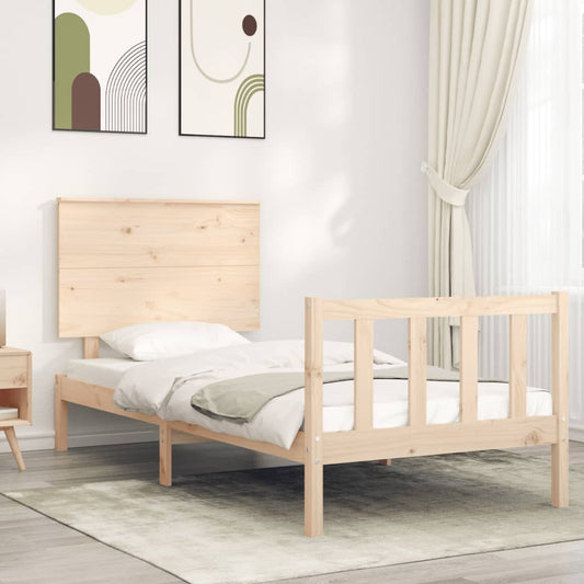 vidaXL Bed Frame with Headboard 90x200 cm Solid Wood