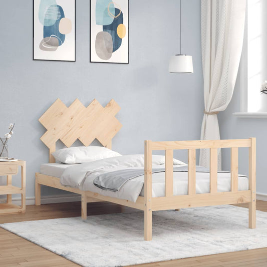 vidaXL Bed Frame with Headboard Single Solid Wood