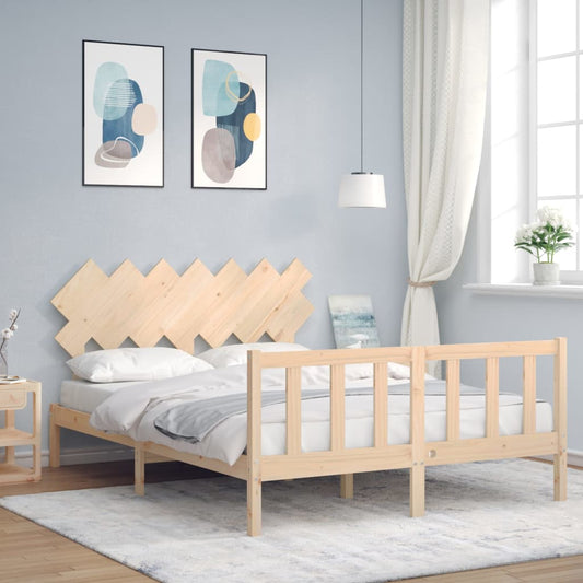 vidaXL Bed Frame with Headboard 140x190 cm Solid Wood