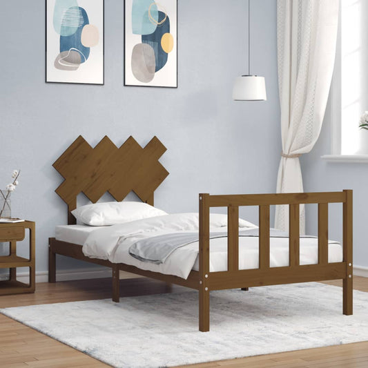 vidaXL Bed Frame with Headboard Honey Brown 90x200 cm Solid Wood