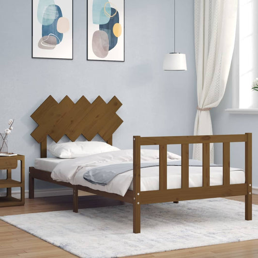 vidaXL Bed Frame with Headboard Honey Brown 100x200 cm Solid Wood