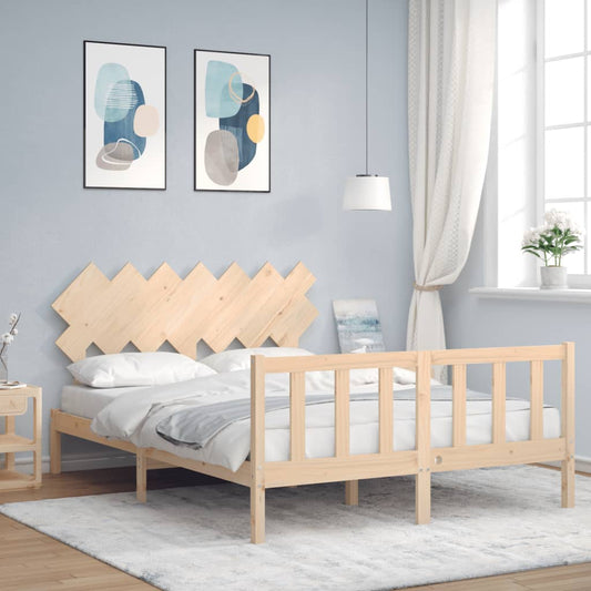 vidaXL Bed Frame with Headboard King Size Solid Wood