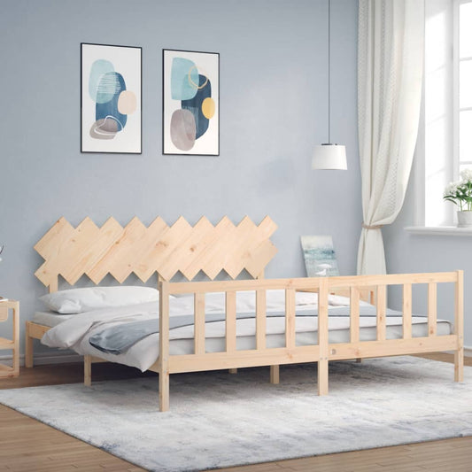 vidaXL Bed Frame with Headboard 200x200 cm Solid Wood