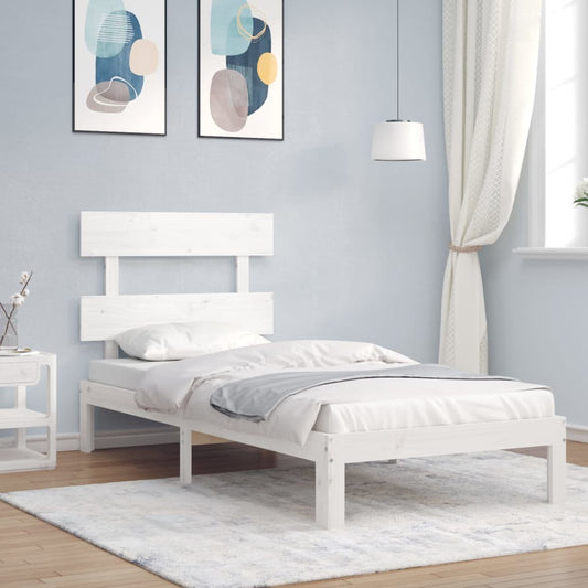 vidaXL Bed Frame with Headboard White 90x200 cm Solid Wood