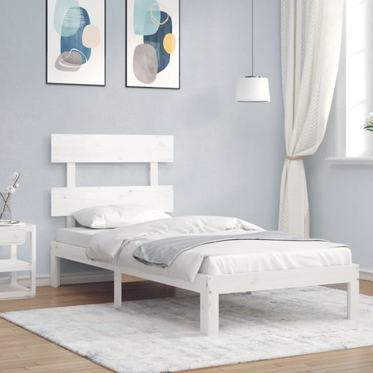 vidaXL Bed Frame with Headboard White 100x200 cm Solid Wood