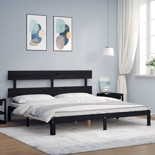 vidaXL Bed Frame with Headboard Black 200x200 cm Solid Wood