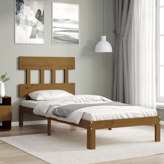vidaXL Bed Frame with Headboard Honey Brown Single Solid Wood