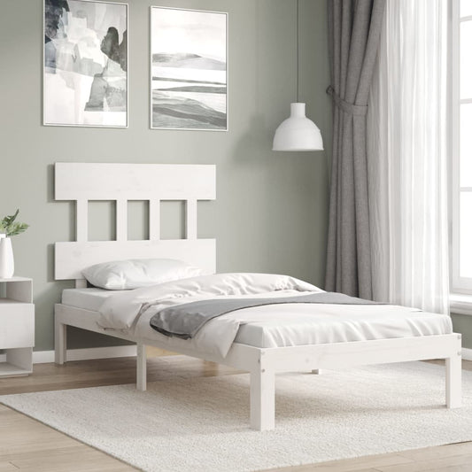 vidaXL Bed Frame with Headboard White 90x200 cm Solid Wood