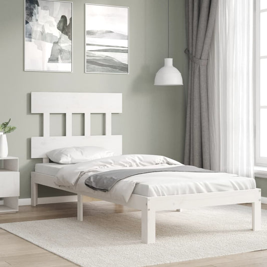 vidaXL Bed Frame with Headboard White 100x200 cm Solid Wood