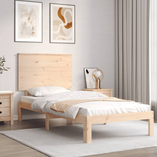 vidaXL Bed Frame with Headboard Single Solid Wood
