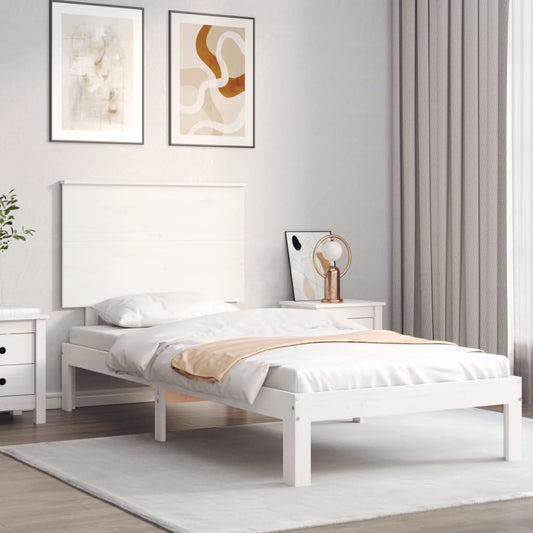 vidaXL Bed Frame with Headboard White 90x200 cm Solid Wood