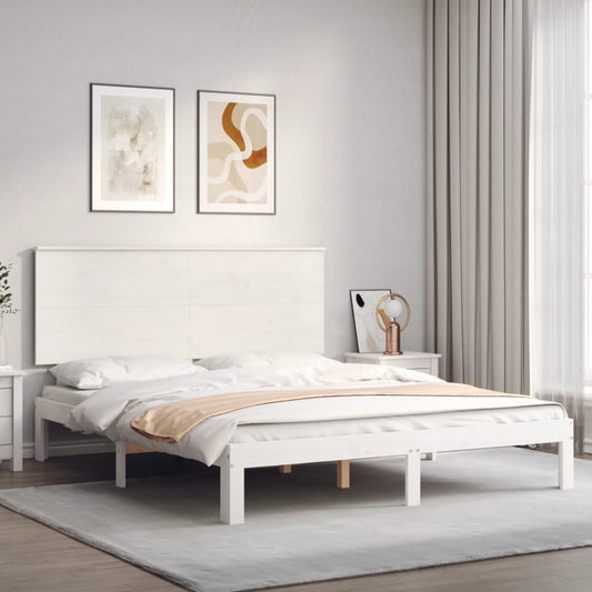 vidaXL Bed Frame with Headboard White 160x200 cm Solid Wood