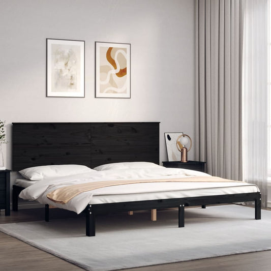 vidaXL Bed Frame with Headboard Black 200x200 cm Solid Wood