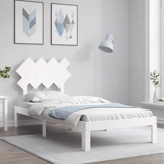vidaXL Bed Frame with Headboard White 90x200 cm Solid Wood