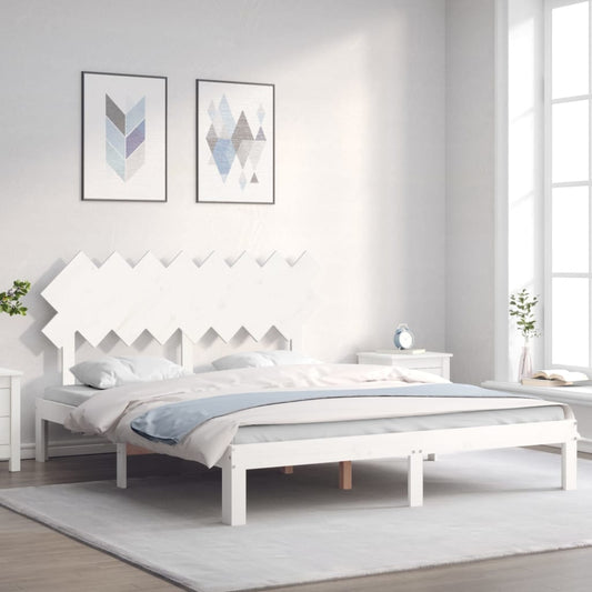 vidaXL Bed Frame with Headboard White 160x200 cm Solid Wood