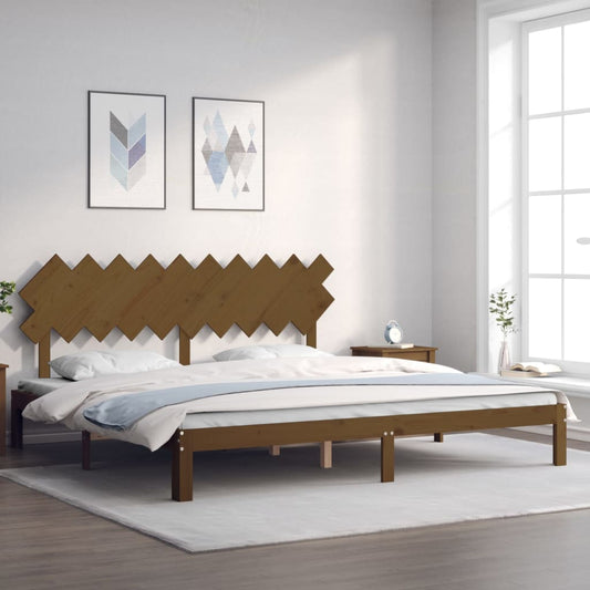 vidaXL Bed Frame with Headboard Honey Brown 200x200 cm Solid Wood