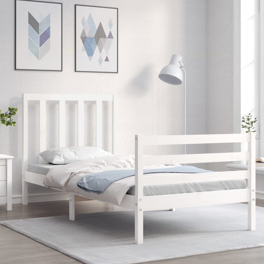 vidaXL Bed Frame with Headboard White 90x200 cm Solid Wood