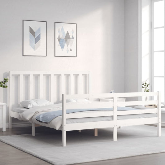 vidaXL Bed Frame with Headboard White 160x200 cm Solid Wood