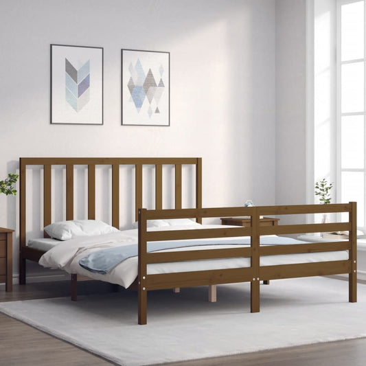 vidaXL Bed Frame with Headboard Honey Brown 160x200 cm Solid Wood