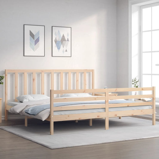 vidaXL Bed Frame with Headboard Super King Size Solid Wood