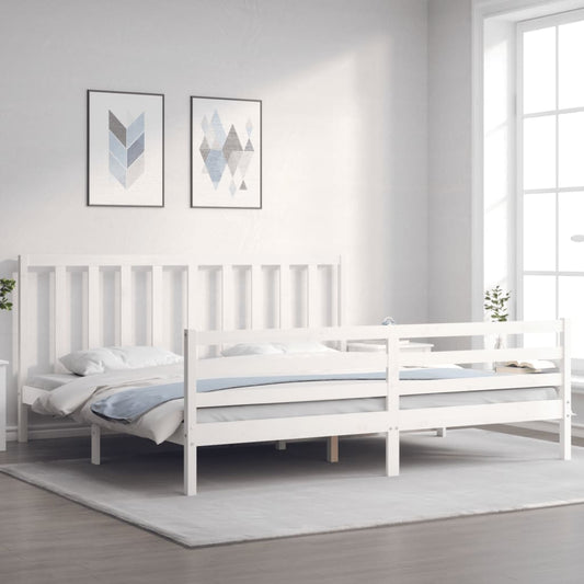 vidaXL Bed Frame with Headboard White 200x200 cm Solid Wood
