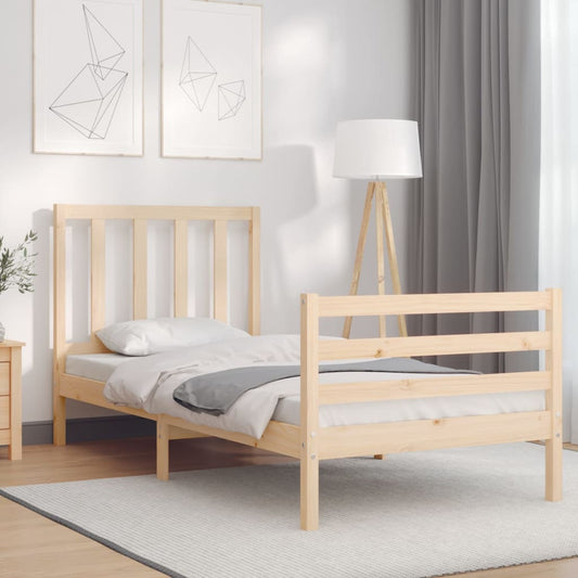 vidaXL Bed Frame with Headboard Single Solid Wood