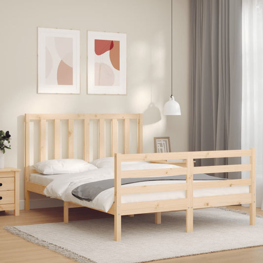vidaXL Bed Frame with Headboard 120x200 cm Solid Wood