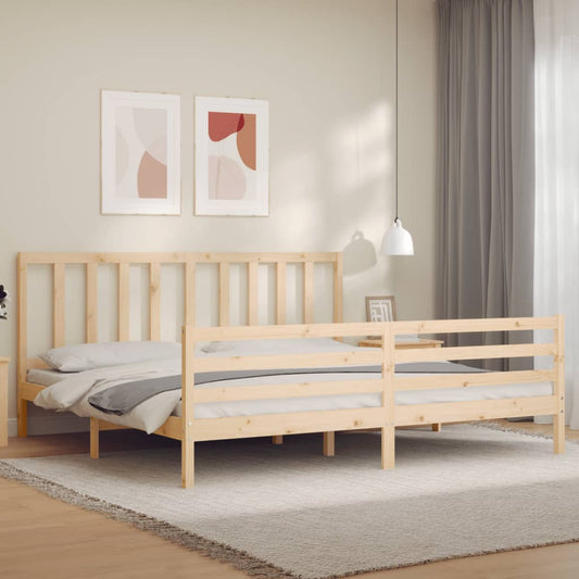 vidaXL Bed Frame with Headboard Super King Size Solid Wood