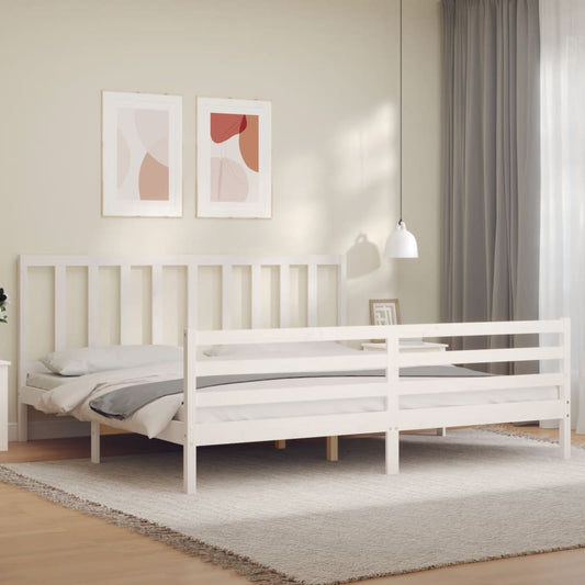 vidaXL Bed Frame with Headboard White 200x200 cm Solid Wood