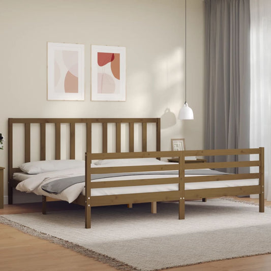 vidaXL Bed Frame with Headboard Honey Brown 200x200 cm Solid Wood