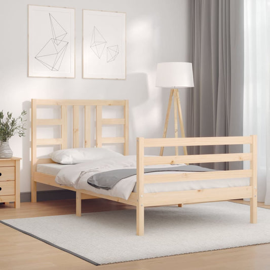 vidaXL Bed Frame with Headboard Single Solid Wood