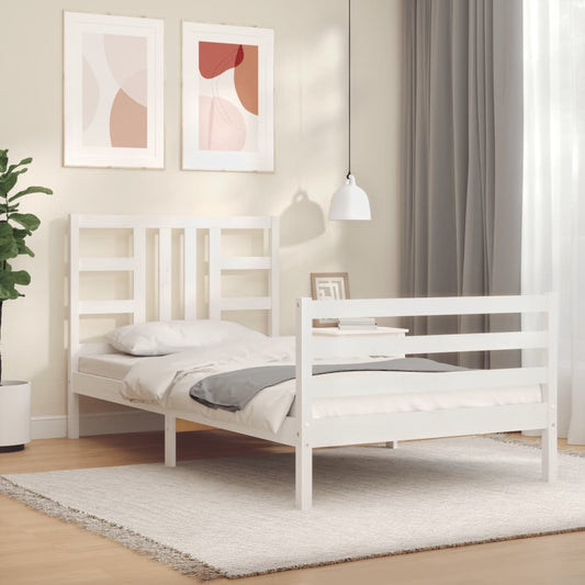 vidaXL Bed Frame with Headboard White 90x200 cm Solid Wood