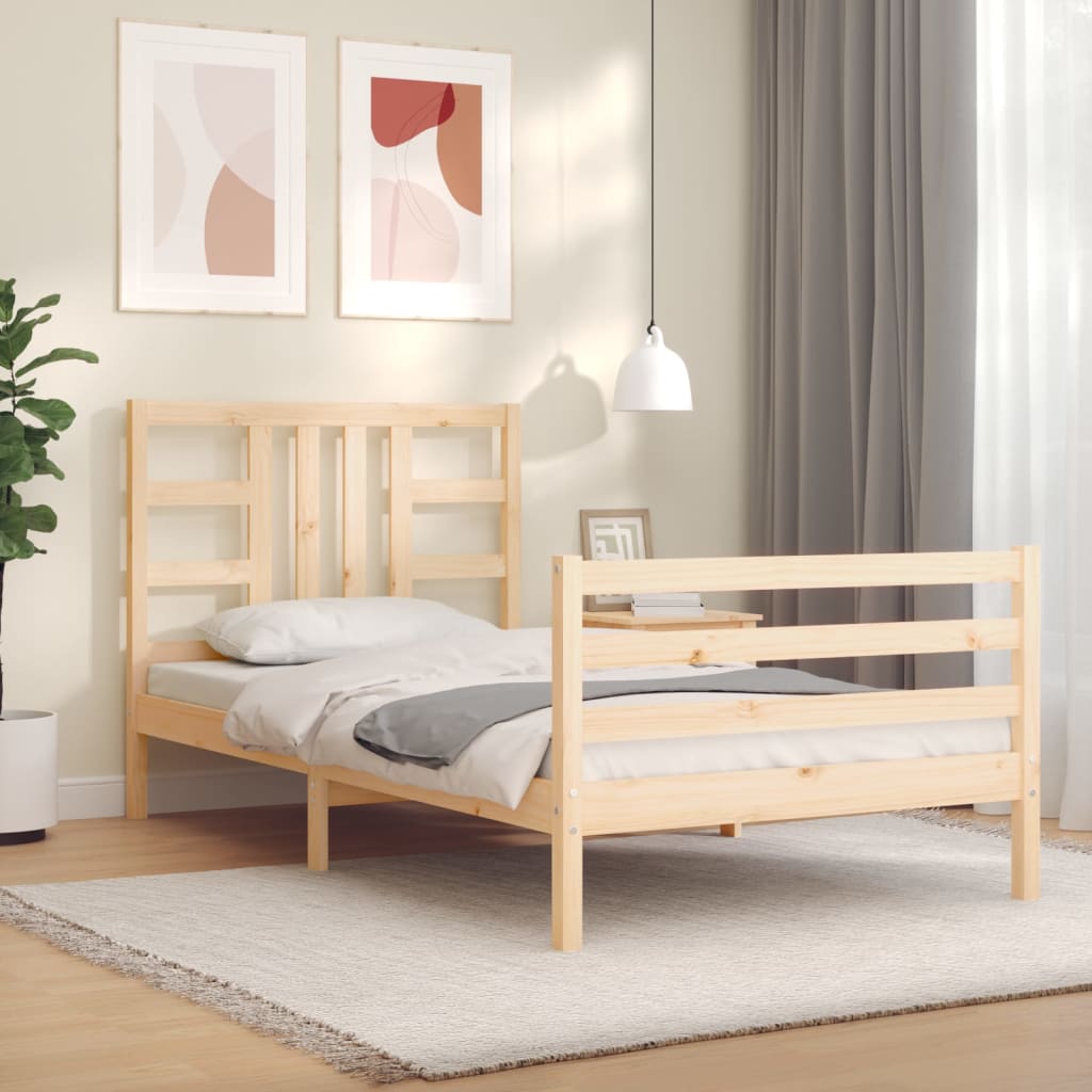 vidaXL Bed Frame with Headboard 100x200 cm Solid Wood