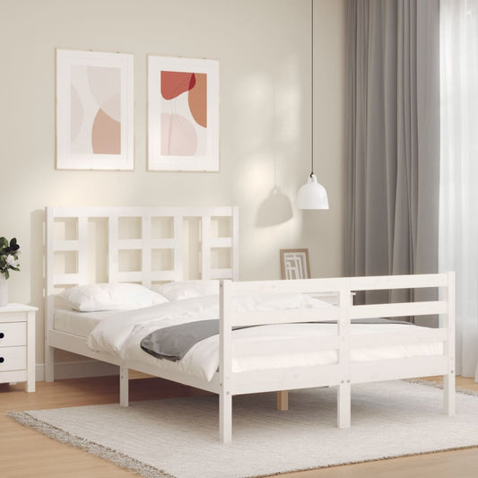 vidaXL Bed Frame with Headboard White 120x200 cm Solid Wood