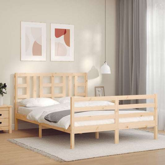 vidaXL Bed Frame with Headboard King Size Solid Wood