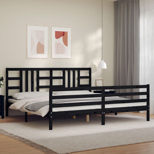 vidaXL Bed Frame with Headboard Black 200x200 cm Solid Wood