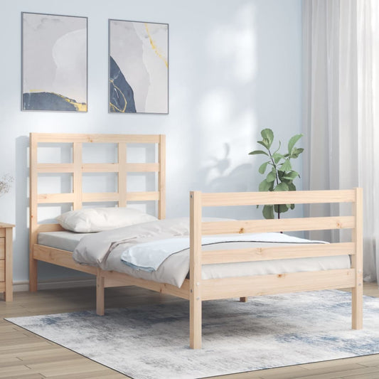 vidaXL Bed Frame with Headboard 100x200 cm Solid Wood