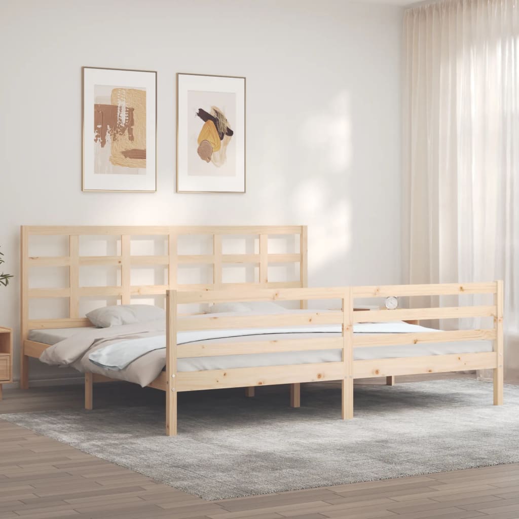 vidaXL Bed Frame with Headboard 200x200 cm Solid Wood