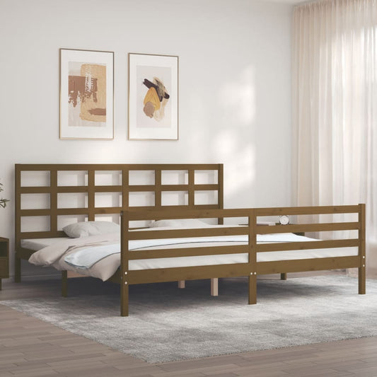 vidaXL Bed Frame with Headboard Honey Brown 200x200 cm Solid Wood