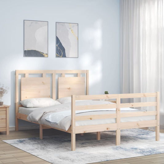 vidaXL Bed Frame with Headboard Small Double Solid Wood