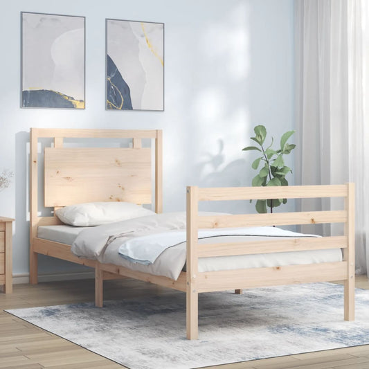 vidaXL Bed Frame with Headboard 100x200 cm Solid Wood