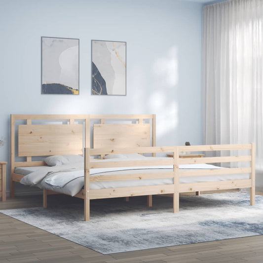 vidaXL Bed Frame with Headboard 200x200 cm Solid Wood
