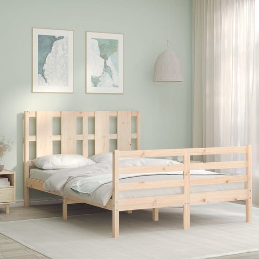 vidaXL Bed Frame with Headboard Small Double Solid Wood